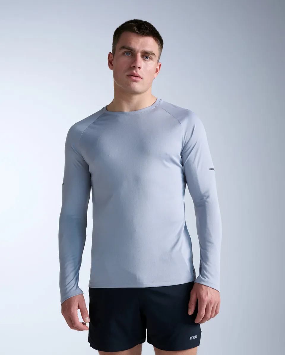2xu-aero-long-sleeve-maglia-running-manica-lunga-grigio image 1