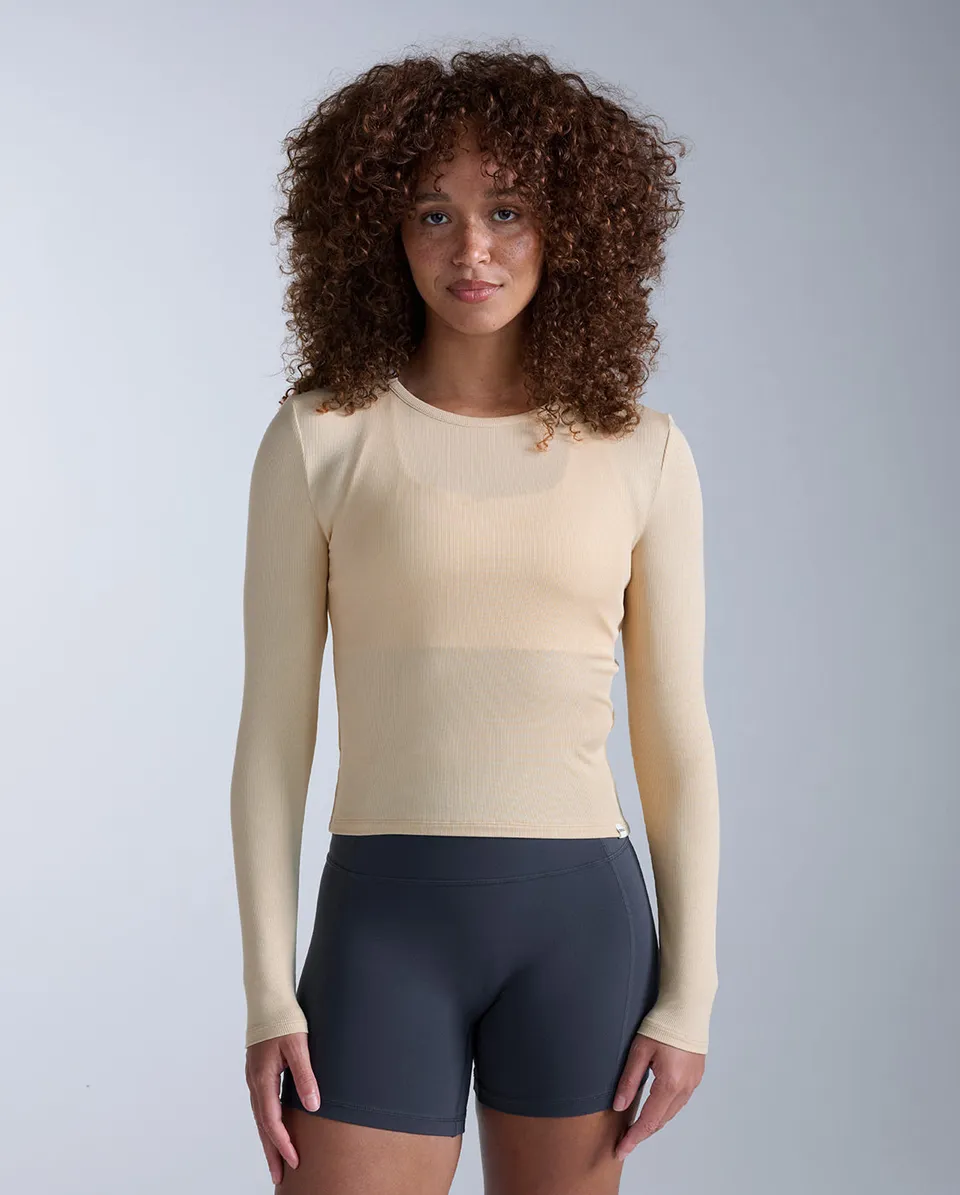 2xu-form-fluid-modal-maglia-manica-lunga-a-coste-beige image 1