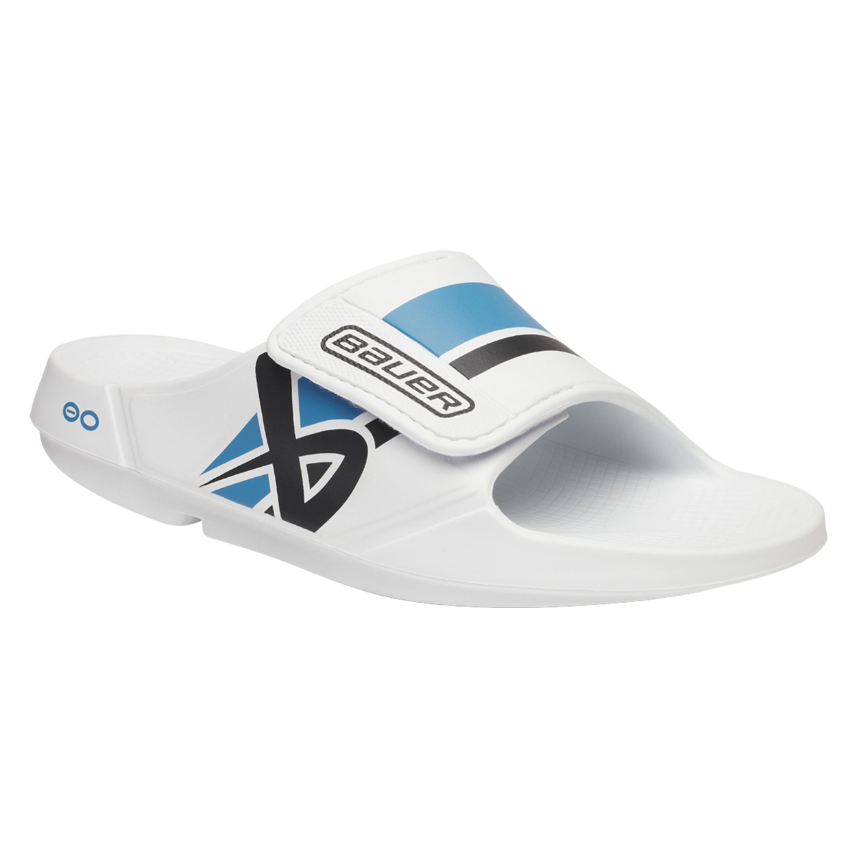 bauer-oofos-sport-flex-slide-junior-bianco-blu-ciabatte-recupero image 2