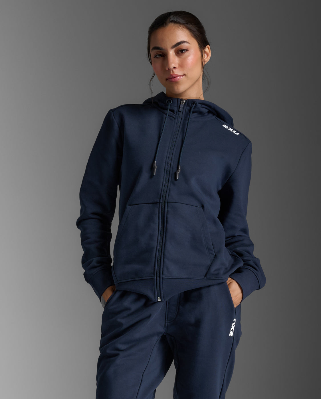 2xu-aspire-full-zip-hoodie-felpa-donna-blu-navy image 2