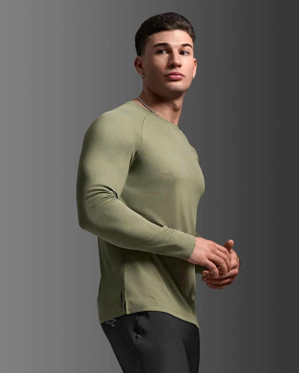 2xu-aero-long-sleeve-maglia-running-manica-lunga-verde image 1