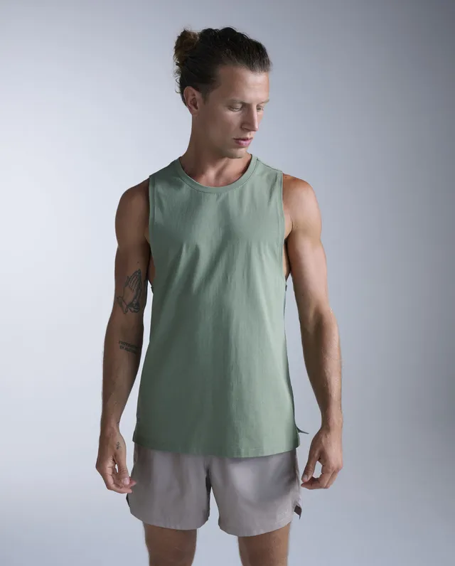 2xu-motion-cotton-flex-tank-uomo-canotta-training-verde image 1