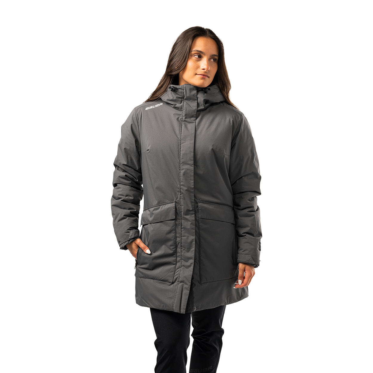 bauer-s25-team-travel-coat-cappotto-viaggio-donna-hockey-nero-nylon image 1