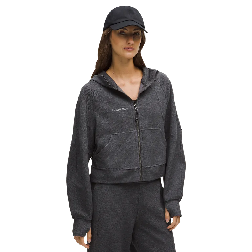 bauer-x-lululemon-scuba-felpa-donna-con-cappuccio-full-zip-waffle-oversize image 1