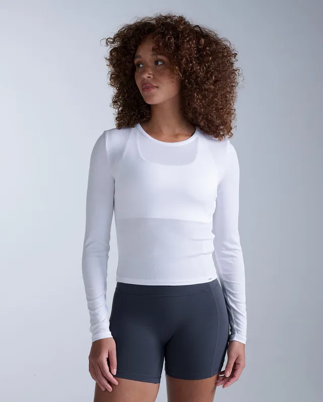 2xu-fluid-modal-ribbed-maglia-manica-lunga-donna-bianco image 1