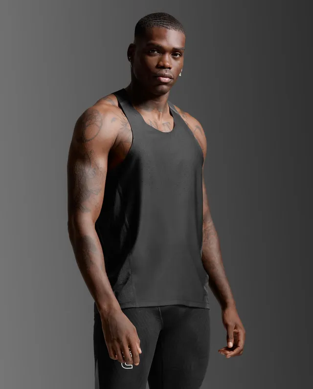 2xu-light-speed-react-singlet-uomo-canotta-running-nera-slim-fit image 1