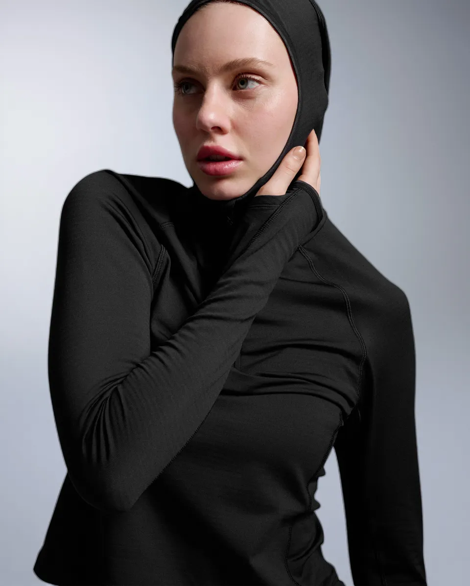 2xu-ignition-grid-1-2-zip-hoodie-donna-nero-termica-thermolite image 1