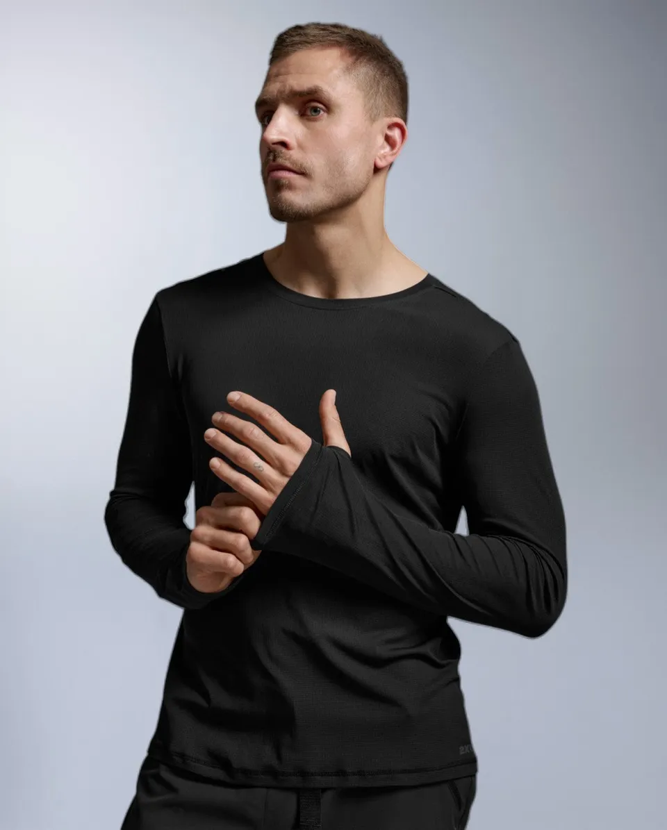 2xu-aero-trail-long-sleeve-maglia-trail-uomo-nera-manica-lunga image 1