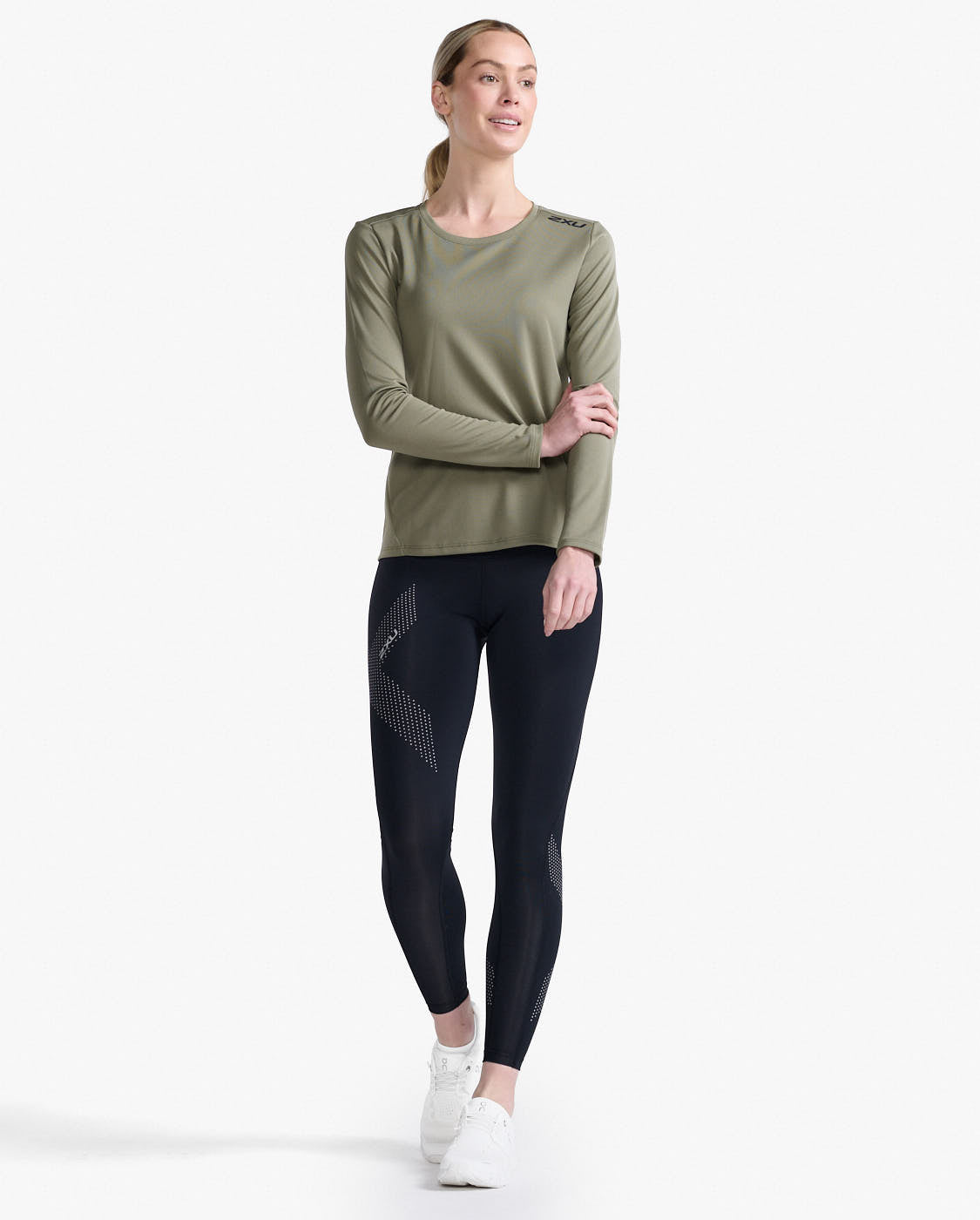2xu-aspire-long-sleeve-donna-maglia-manica-lunga-oliva-6e6e5c image 2