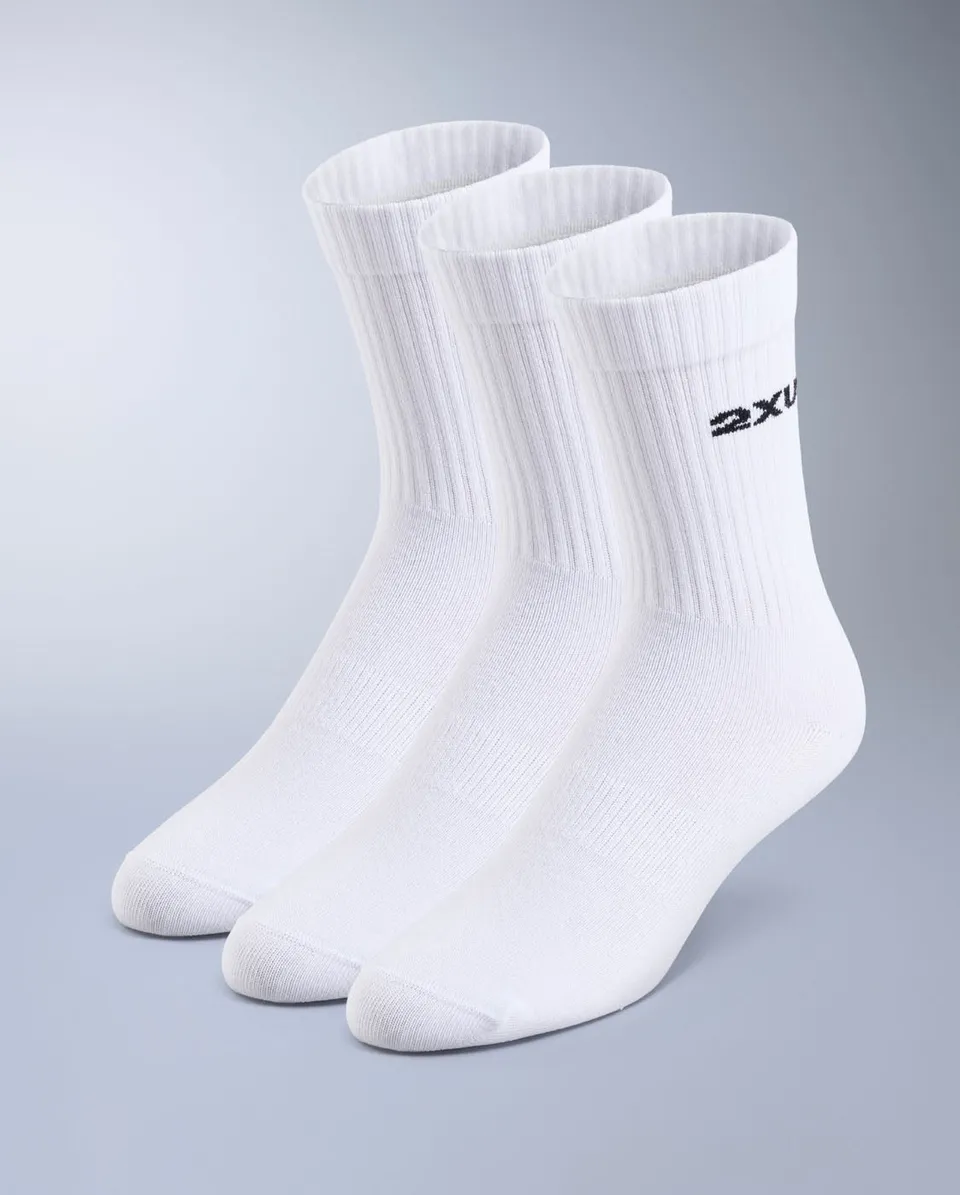 2xu-cotton-crew-socks-3-pack-calze-running-unisex-bianche image 1