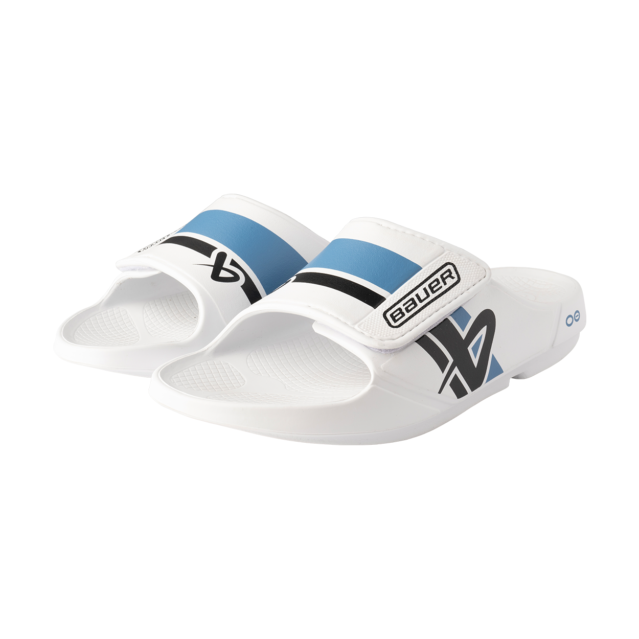 bauer-oofos-sport-flex-slide-senior-ciabatte-recupero-bianco-blu image 1