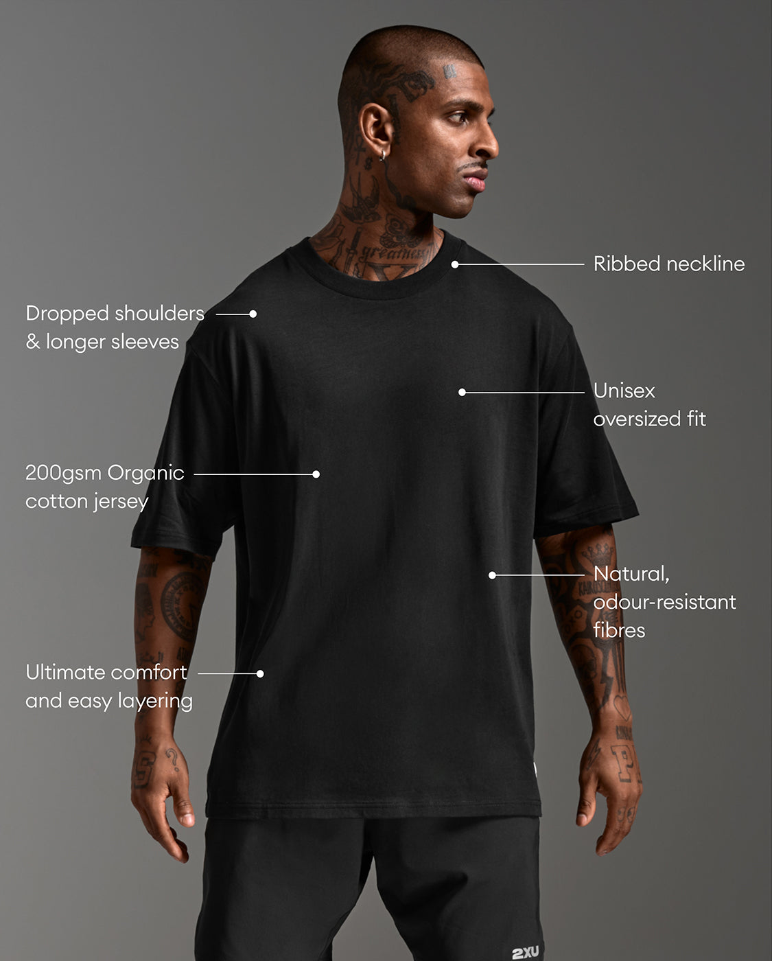 2xu-ez-oversized-t-shirt-in-cotone-organico-nero image 2