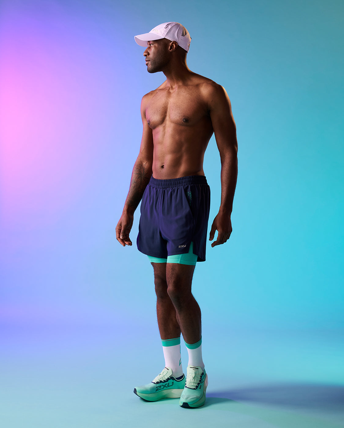 2xu-aero-mesh-2-in-1-5-inch-shorts-uomo-pantaloncini-compressione-viola image 8