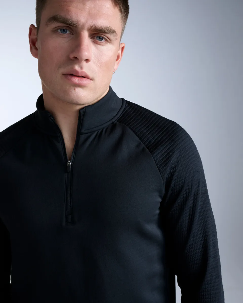 2xu-ignition-haptic-1-4-zip-felpa-running-uomo-nera-slim image 1