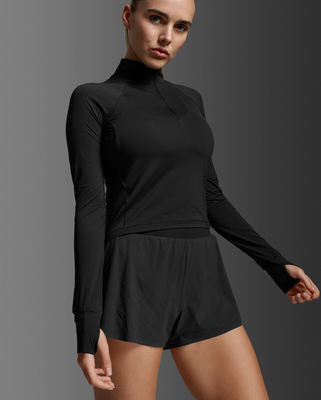 2xu-aero-waffle-1-2-zip-donna-running-nero-slim image 2