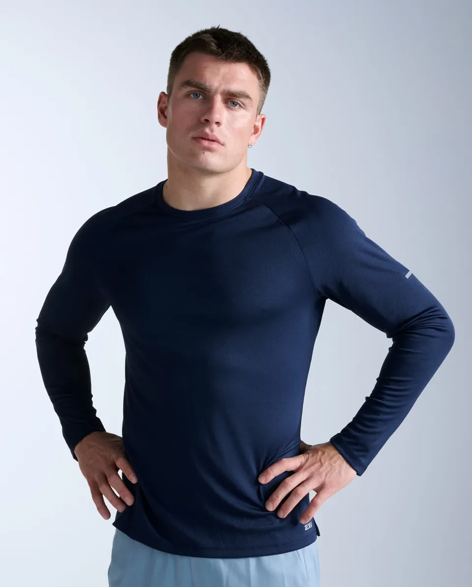 2xu-aero-long-sleeve-maglia-running-manica-lunga-blu-navy image 1