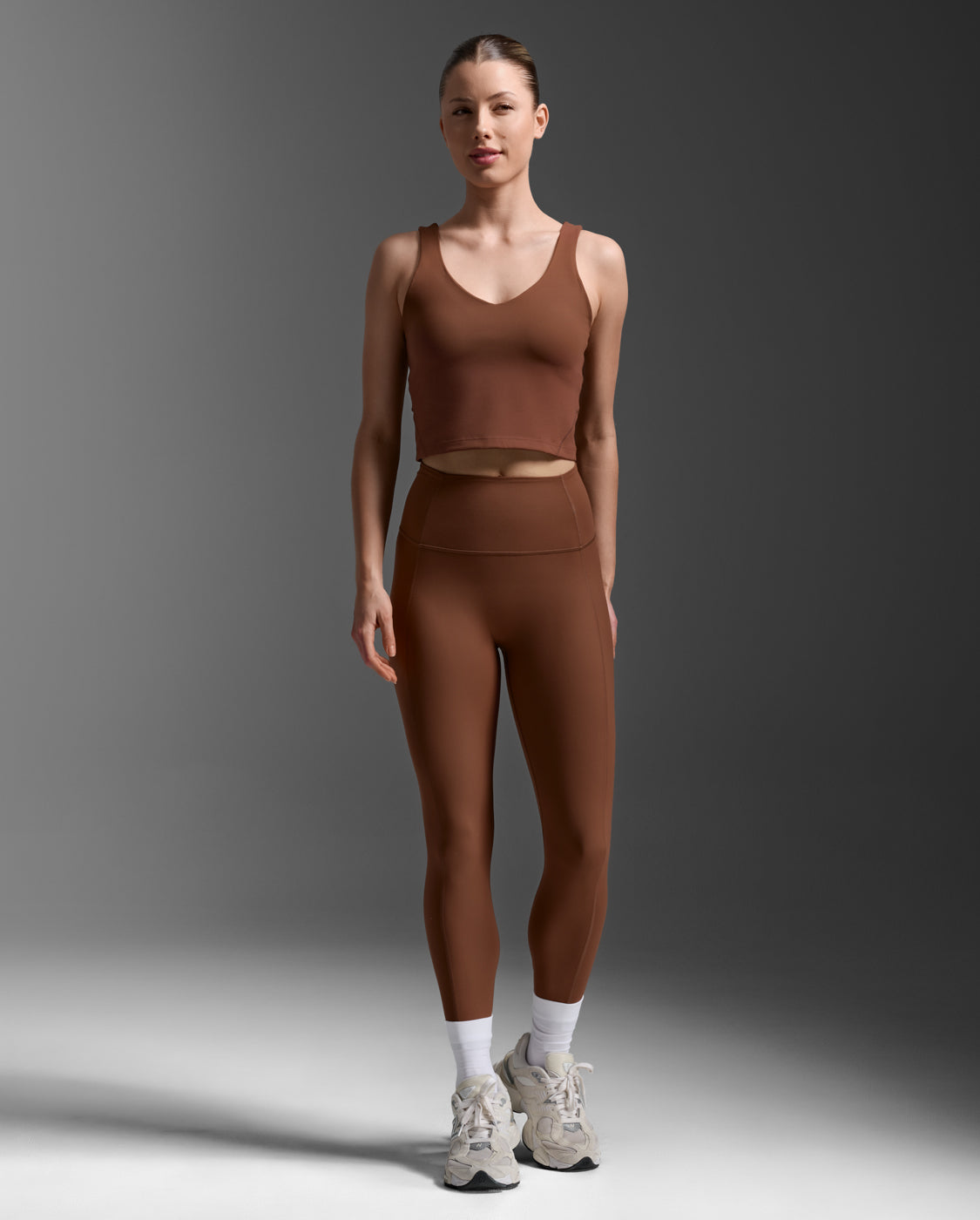 2xu-fluid-hi-rise-tights-leggings-training-donna-marrone image 3