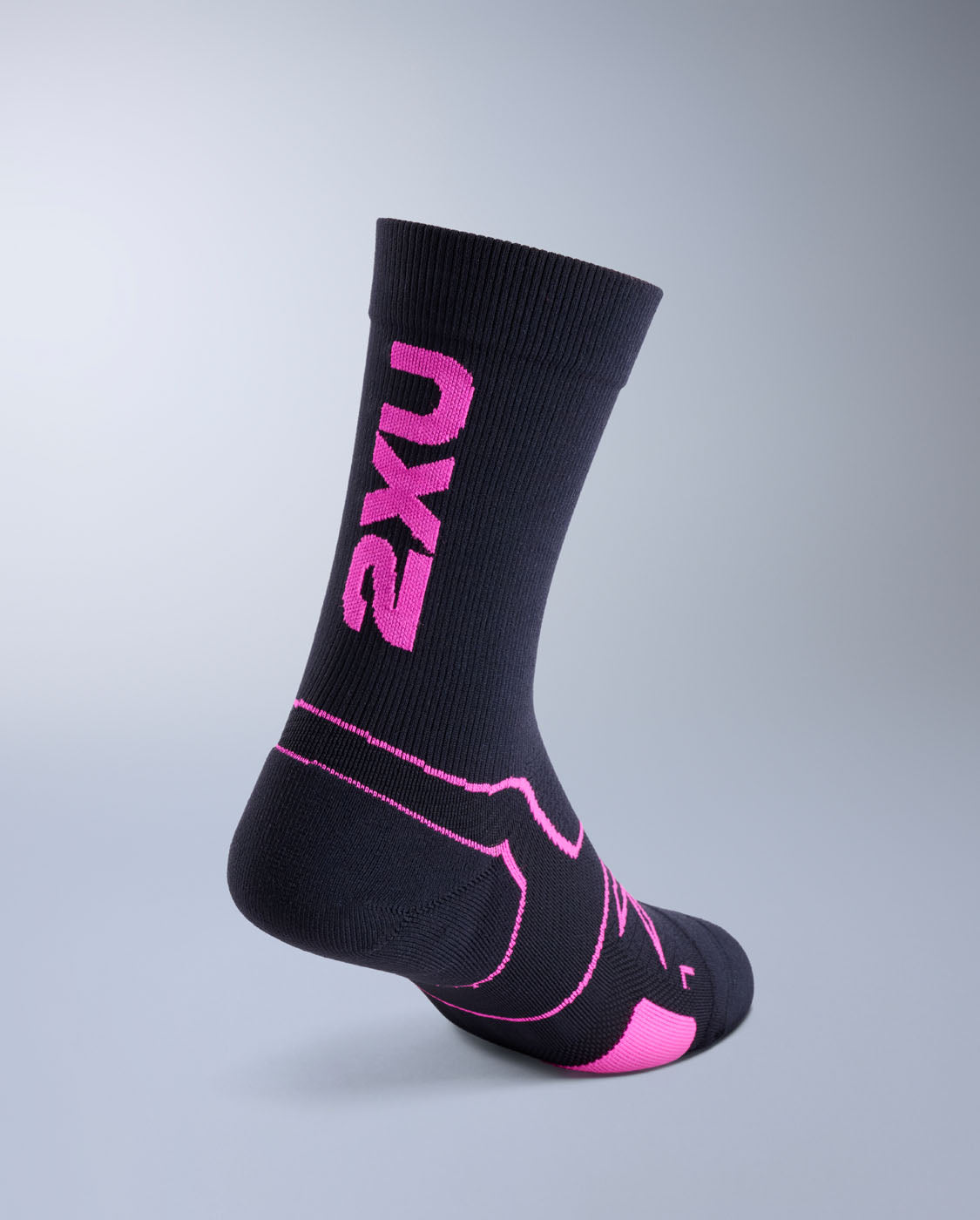 2xu-vectr-cushion-crew-socks-da-running-nero-fucsia image 2