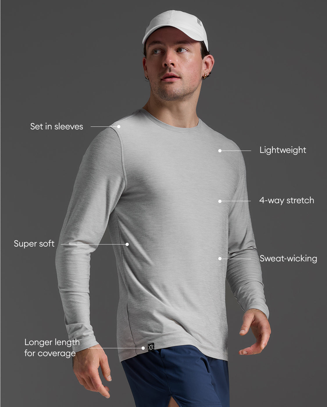 2xu-signature-uomo-t-shirt-manica-lunga-grigia image 2
