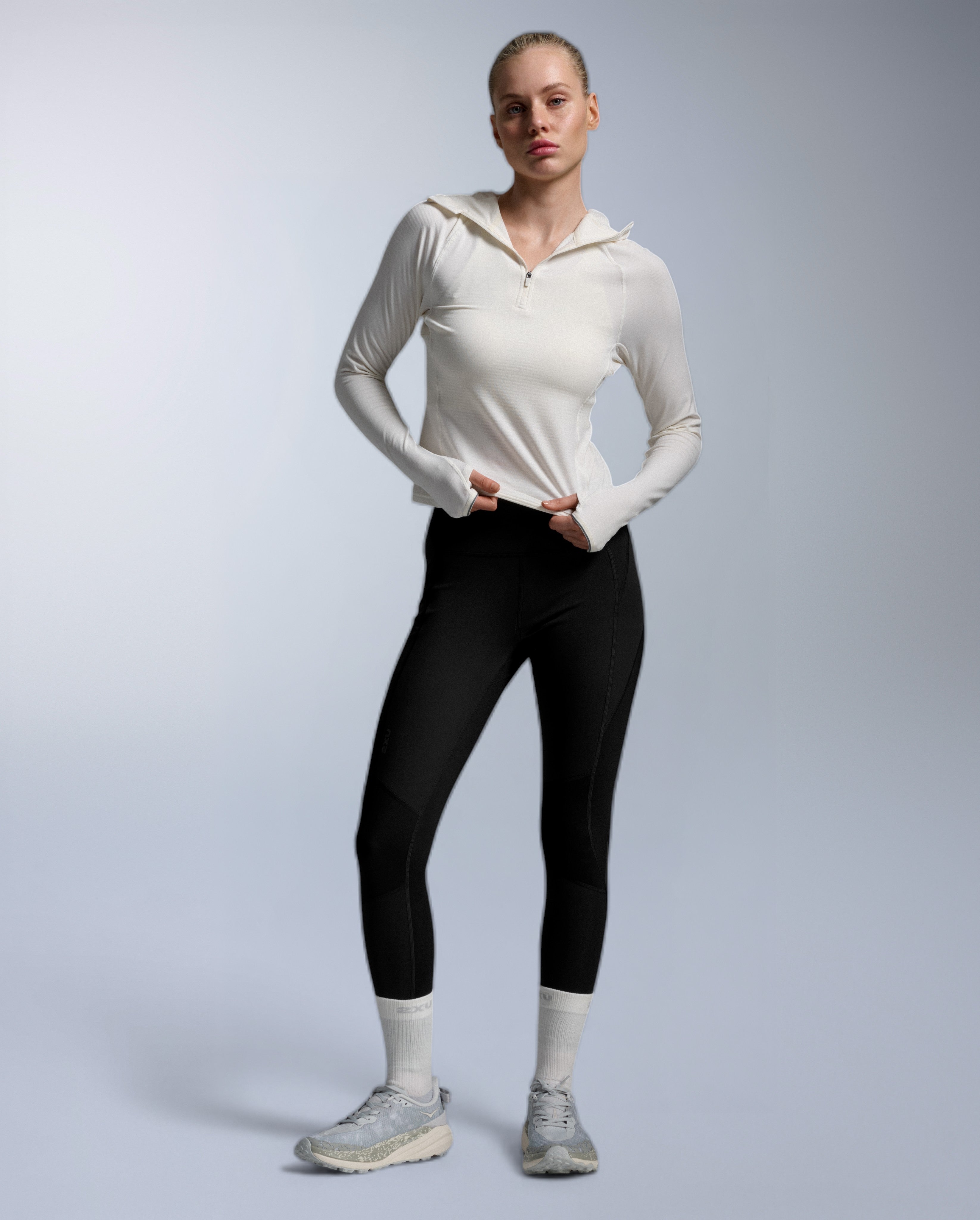2xu-ignition-grid-felpa-hoodie-1-2-zip-donna-bianco image 4