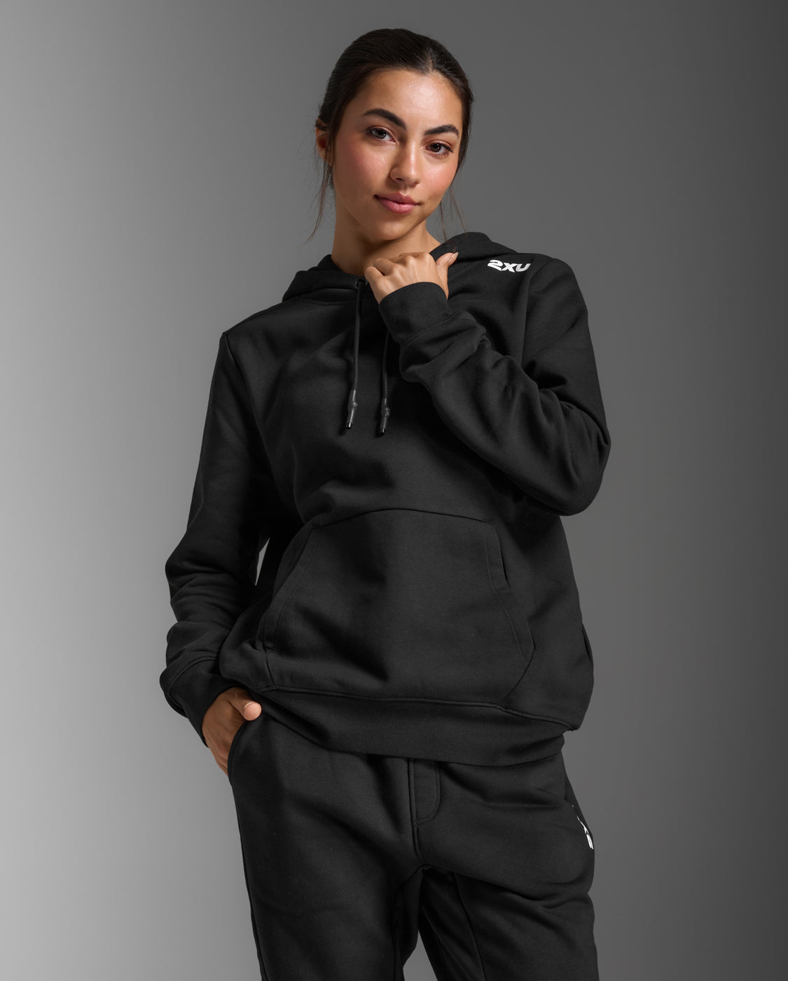 2xu-aspire-pullover-hoodie-donna-nero-felpa-cappuccio image 1