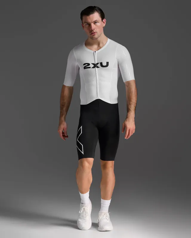 2xu-light-speed-react-trisuit-con-maniche-nero-bianco-triathlon image 1