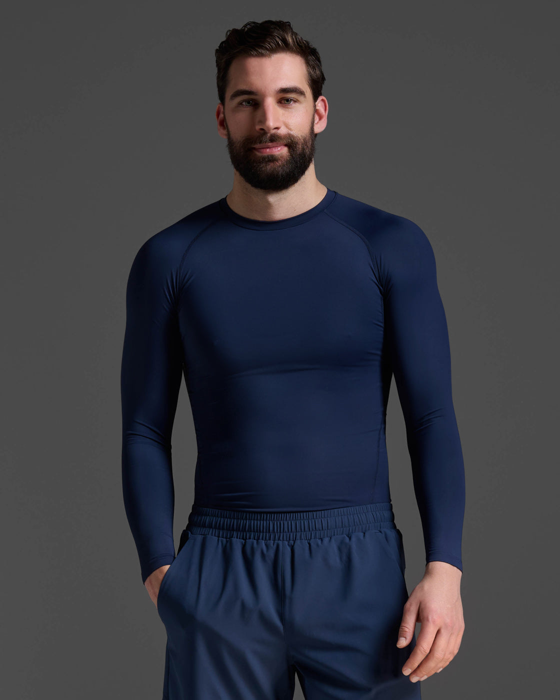 2xu-core-compression-long-sleeve-maglia-compressiva-manica-lunga-blu-navy image 1