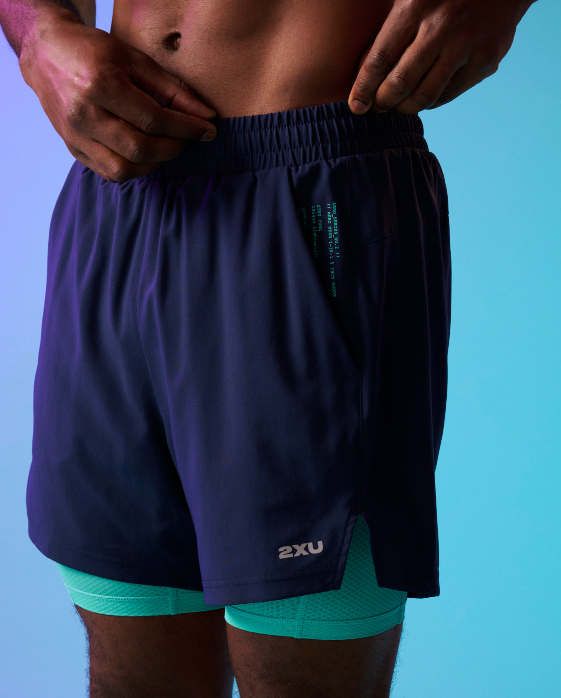 2xu-aero-mesh-2-in-1-5-inch-shorts-uomo-pantaloncini-compressione-viola image 4