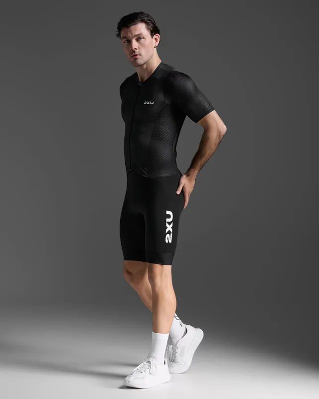 2xu-aero-hex-sleeved-trisuit-tuta-triathlon-uomo-donna-nera image 1