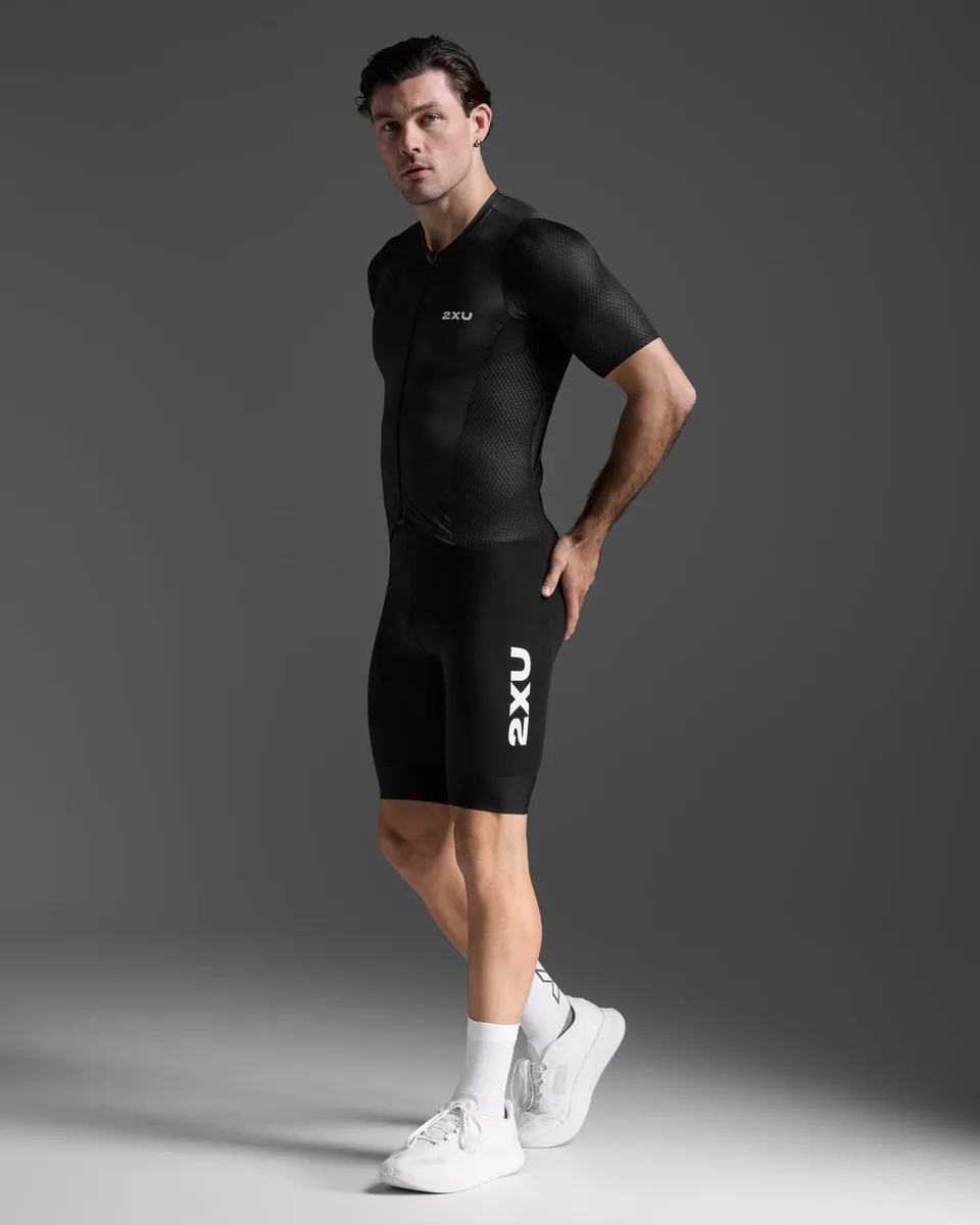 2xu-aero-hex-sleeved-trisuit-tuta-triathlon-uomo-donna-nera image 1
