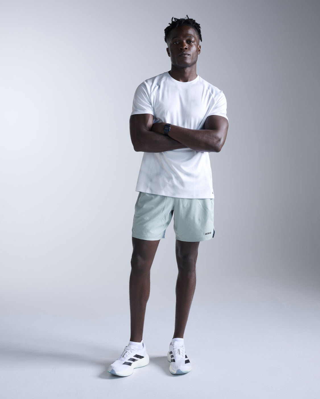 2xu-aero-tee-tecnica-running-blu-chiaro-grigia image 4