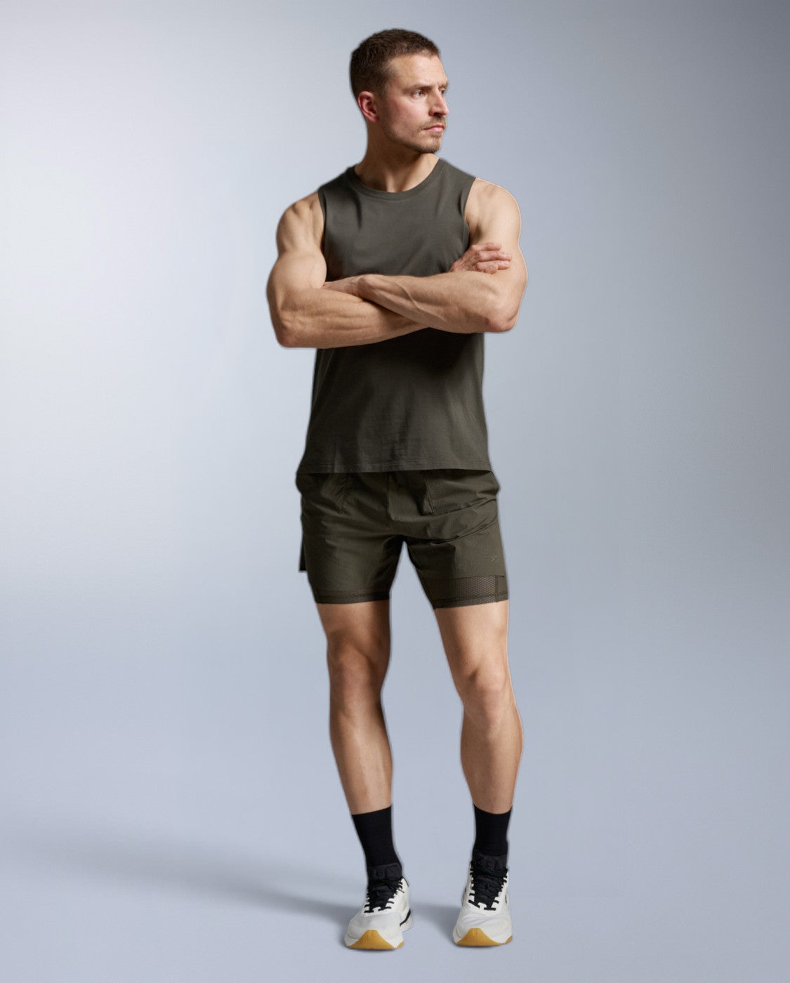 2xu-motion-cotton-flex-tank-canotta-training-uomo-verde image 6