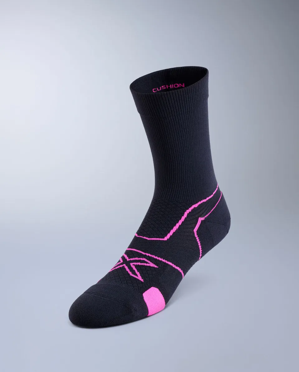 2xu-vectr-cushion-crew-socks-da-running-nero-fucsia image 1