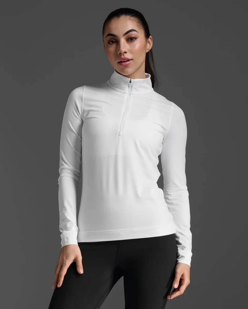 2xu-flex-1-2-zip-long-sleeve-maglia-donna-bianca-mezza-zip image 1