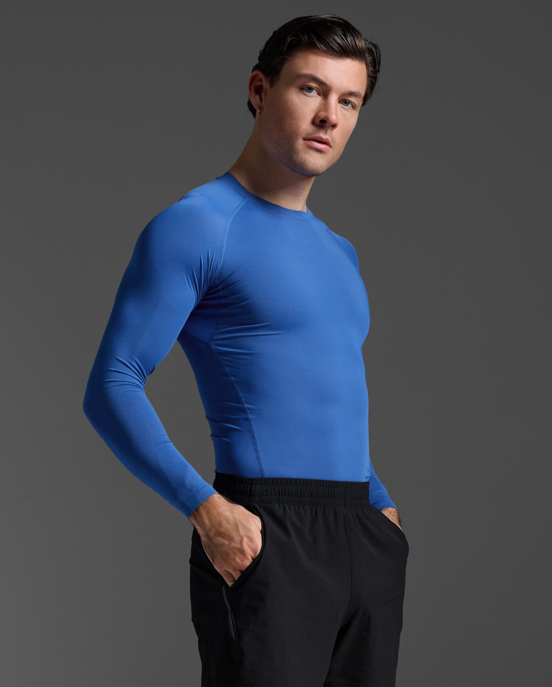 2xu-core-compression-long-sleeve-maglia-compressione-uomo-blu image 3