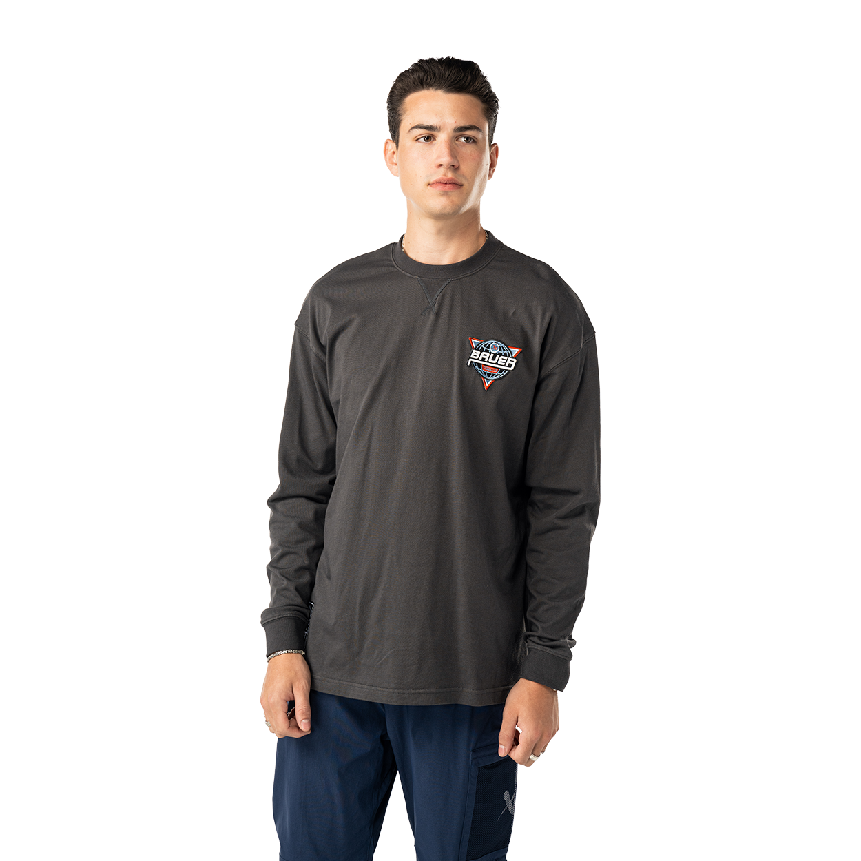 bauer-long-sleeve-retro-tee-maglia-manica-lunga-uomo-hockey image 2