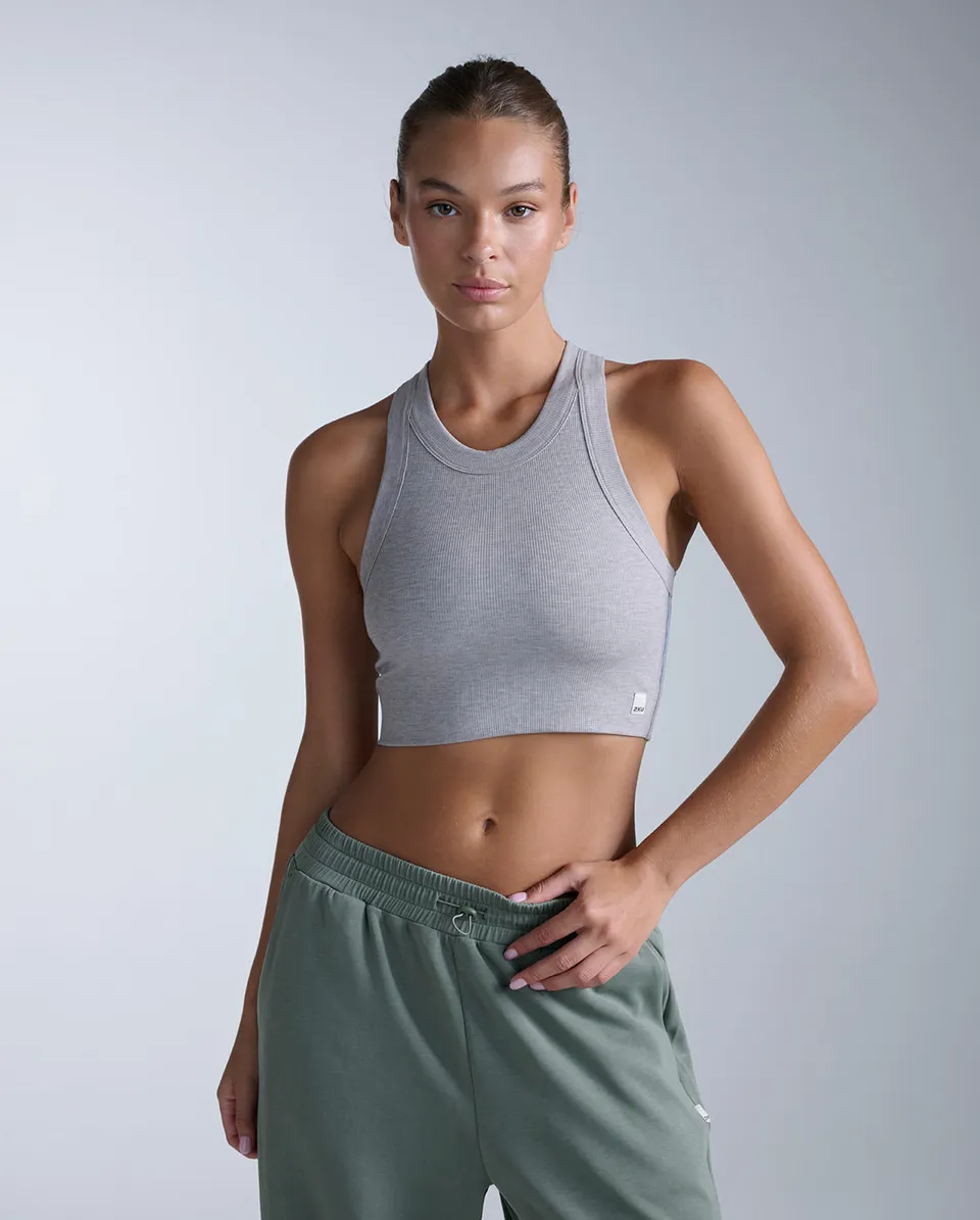 2xu-fluid-tencel-ribbed-crop-tank-canotta-crop-donna-grigia image 1