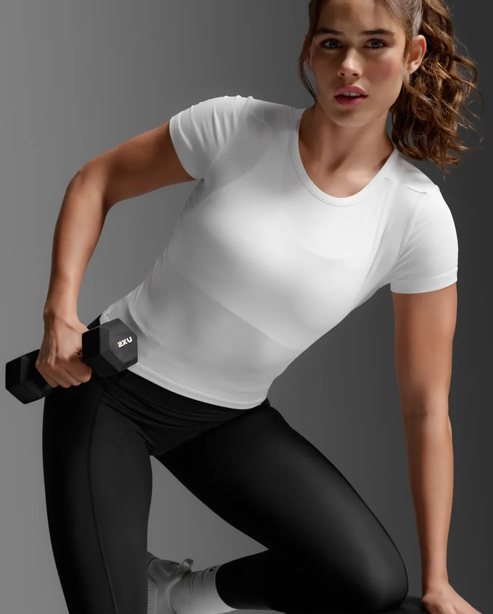 2xu-fluid-modal-ribbed-crop-tee-donna-fitted-maglia-crop image 1
