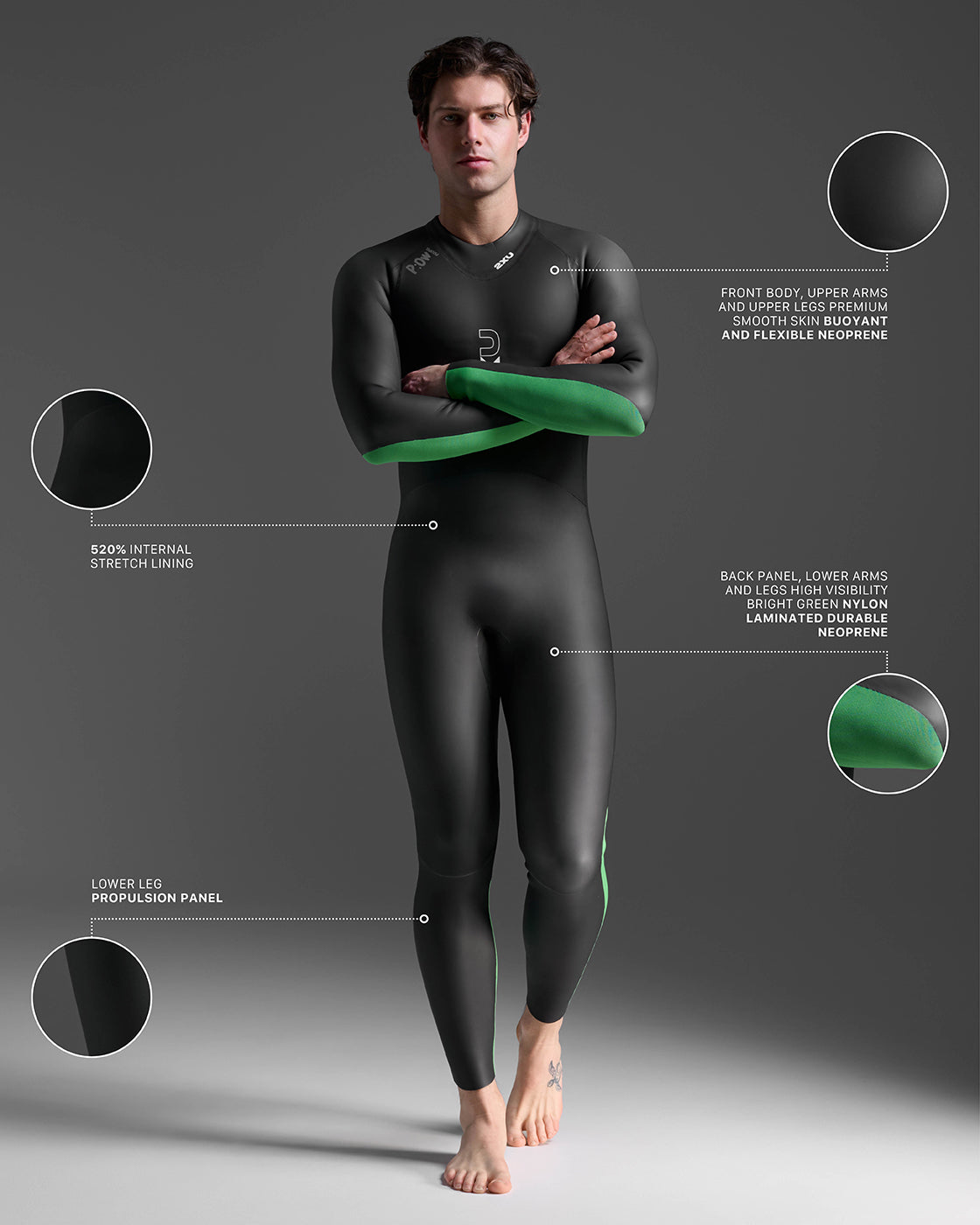 2xu-propel-open-water-wetsuit-muta-nuoto-acque-libere-nero-verde image 4