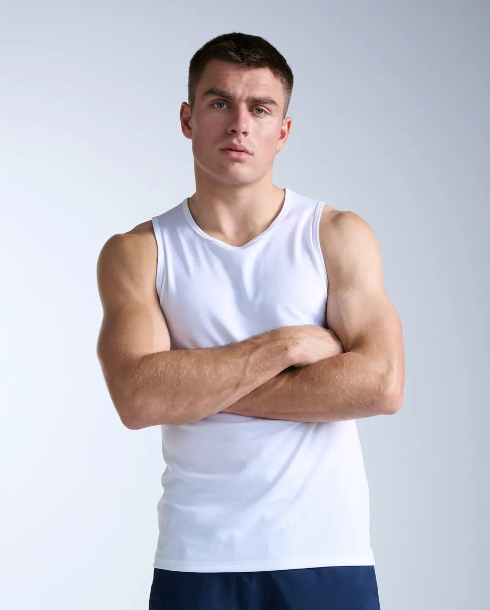 2xu-aero-tank-uomo-bianco-slim-canotta-running-traspirante image 1