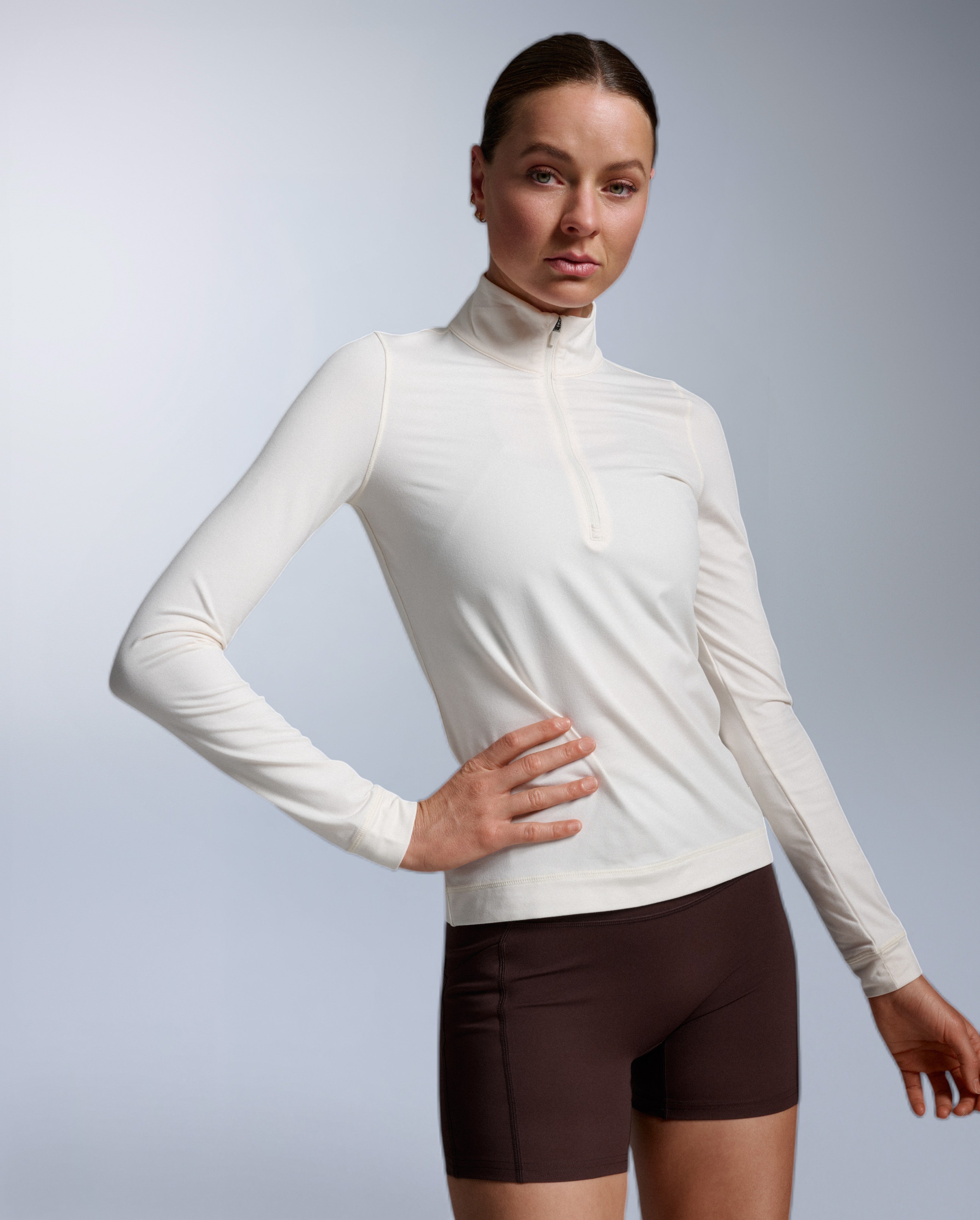 2xu-flex-1-2-zip-long-sleeve-donna-felpa-training-manica-lunga-beige image 2