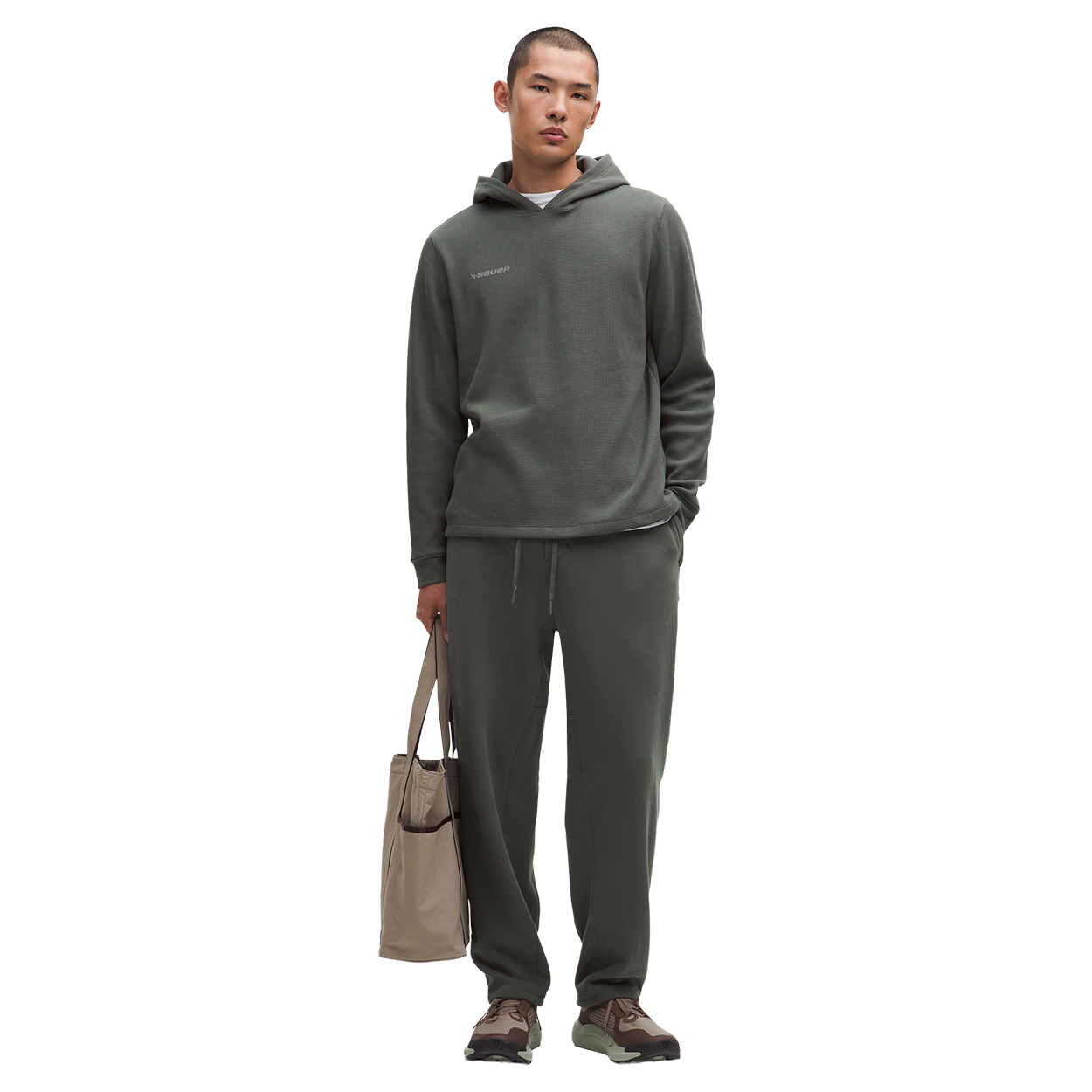 bauer-x-lululemon-felpa-cappuccio-waffle-knit-uomo-slim-fit image 4