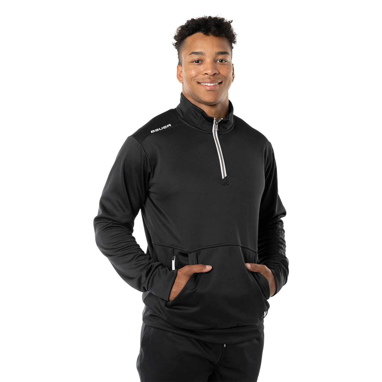 bauer-team-fleece-felpa-hockey-senior-con-mezza-zip image 2