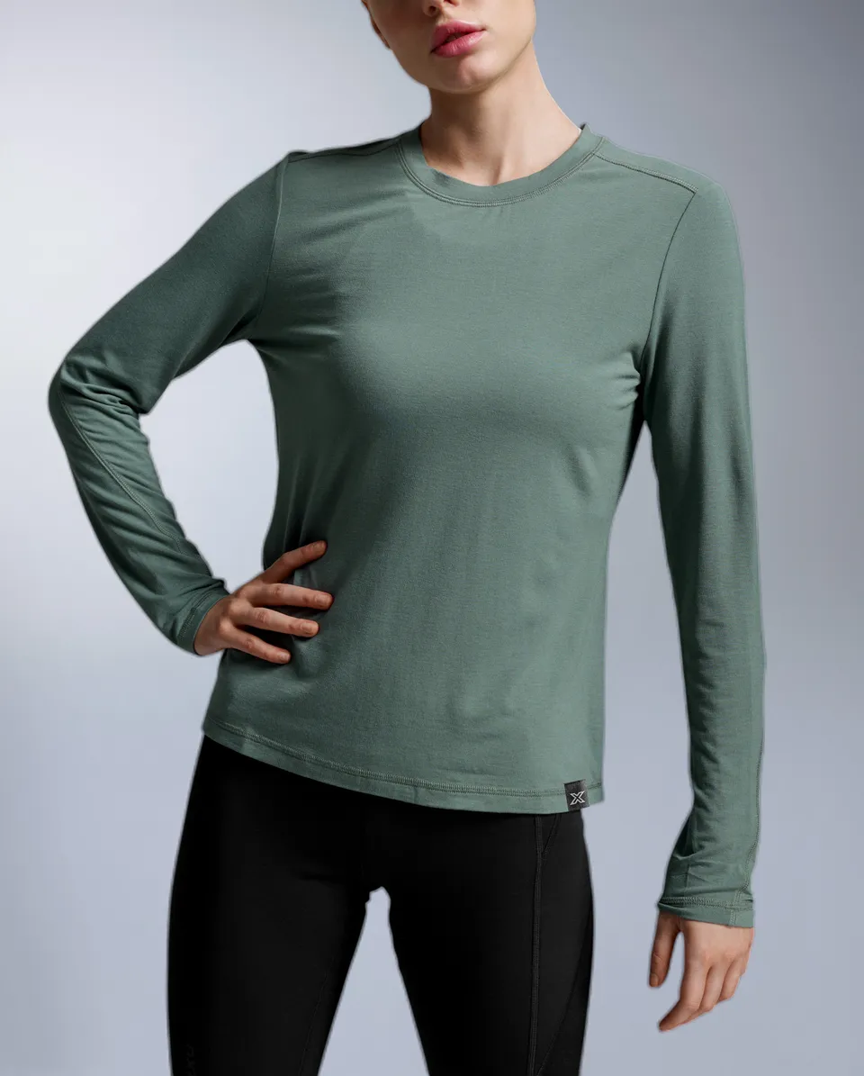 2xu-ignition-wool-maglia-manica-lunga-donna-verde image 1