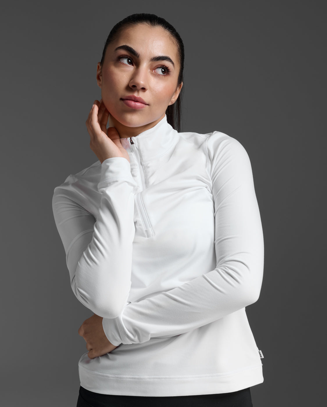 2xu-flex-1-2-zip-long-sleeve-maglia-donna-bianca-mezza-zip image 6