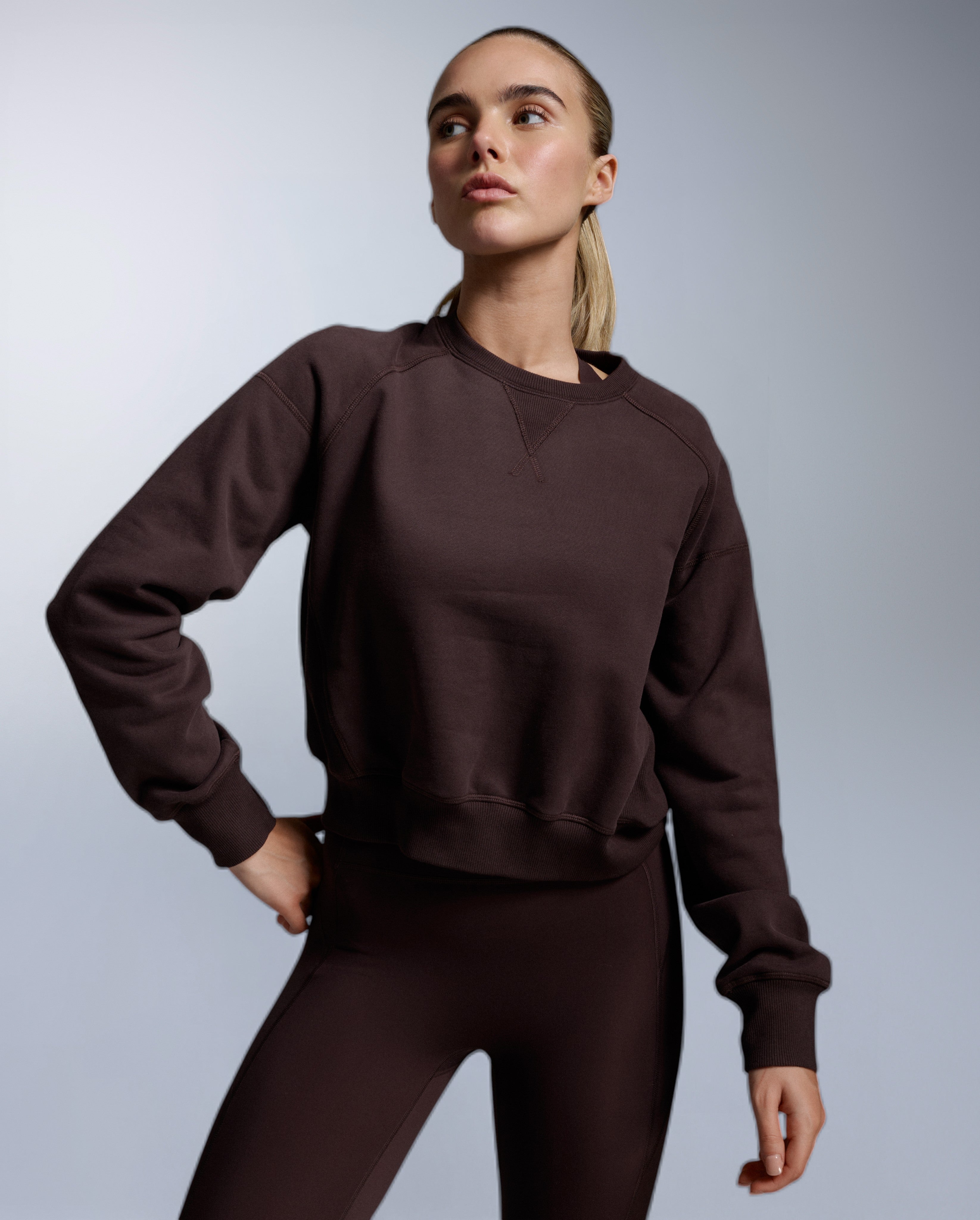 2xu-ez-organic-cotton-ribbed-crew-donna-marrone image 1