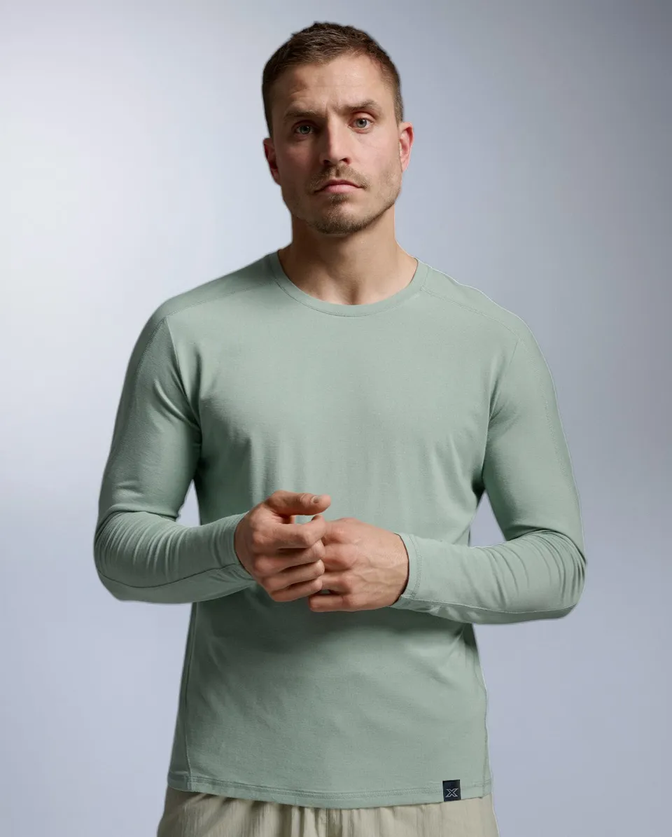 2xu-ignition-wool-long-sleeve-maglia-termica-uomo-verde-salvia image 1