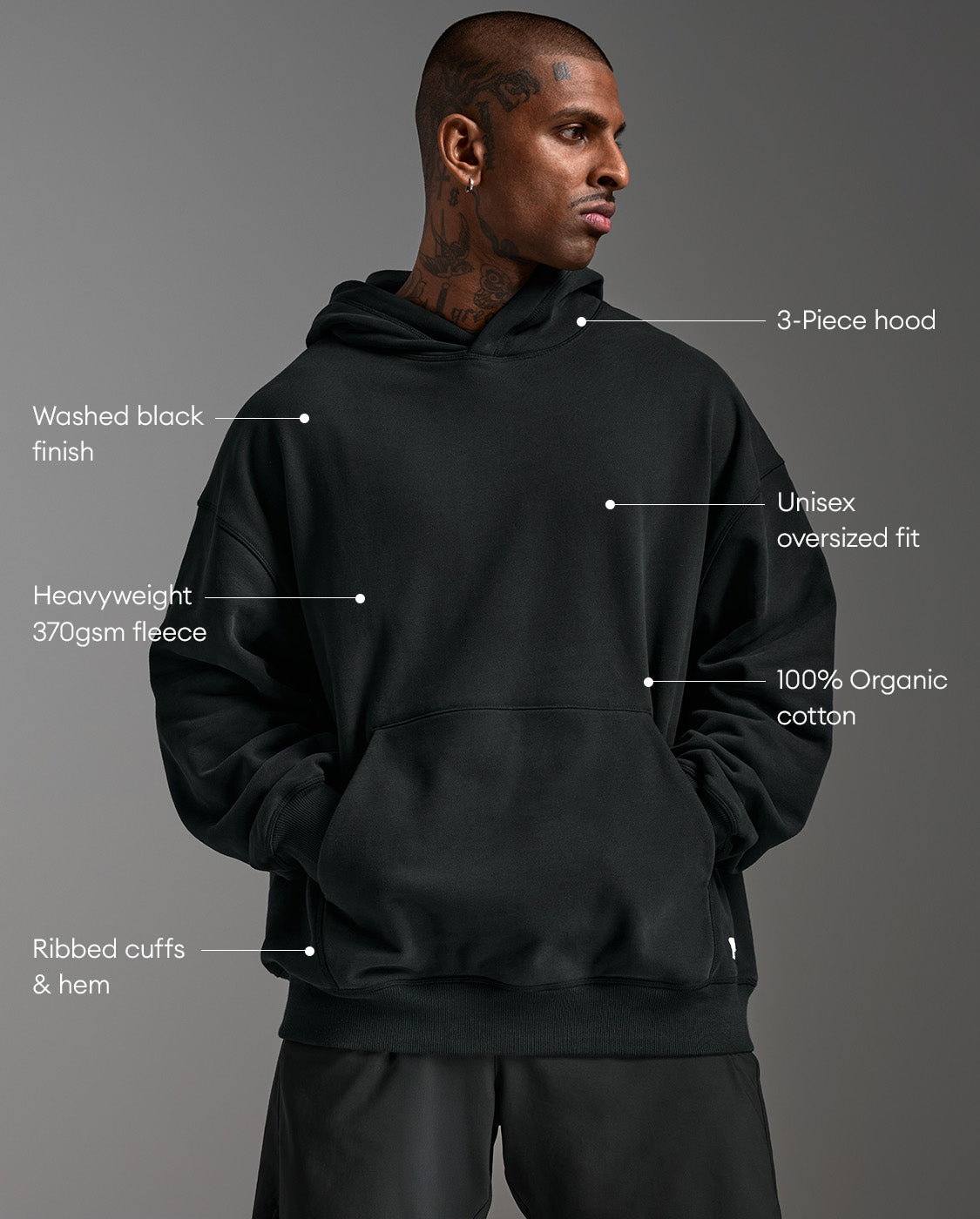 2xu-ez-oversized-organic-cotton-hoodie-felpa-con-cappuccio-nera-oversize image 8