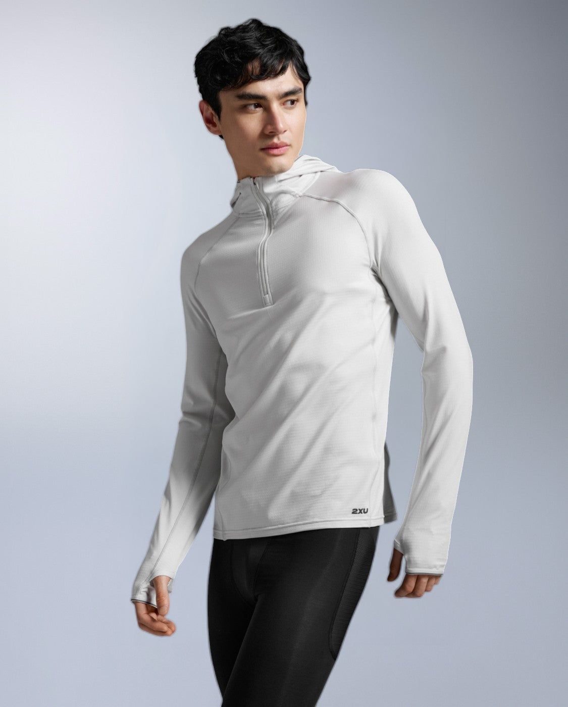 2xu-ignition-grid-1-2-zip-hoodie-uomo-felpa-termica-bianca image 2