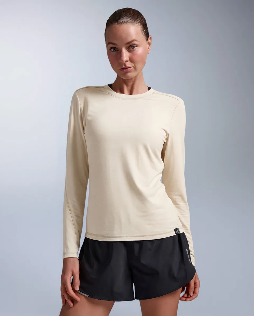 2xu-ignition-wool-donna-maglia-termica-manica-lunga-beige image 1